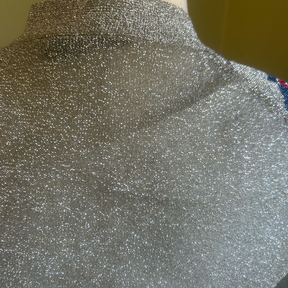 Vintage lurex cardigan Renee Tener for Outlander. Silver w/multi stripe. 70s XS - Picture 8 of 14